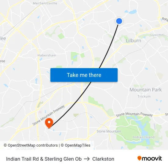 Indian Trail Rd & Sterling Glen Ob to Clarkston map