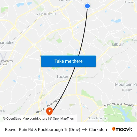 Beaver Ruin Rd & Rockborough Tr (Dmv) to Clarkston map