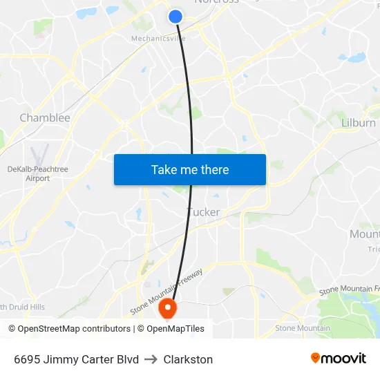 6695 Jimmy Carter Blvd to Clarkston map