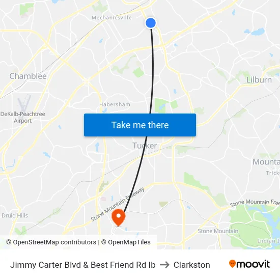 Jimmy Carter Blvd & Best Friend Rd Ib to Clarkston map