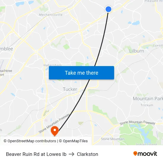 Beaver Ruin Rd at Lowes Ib to Clarkston map