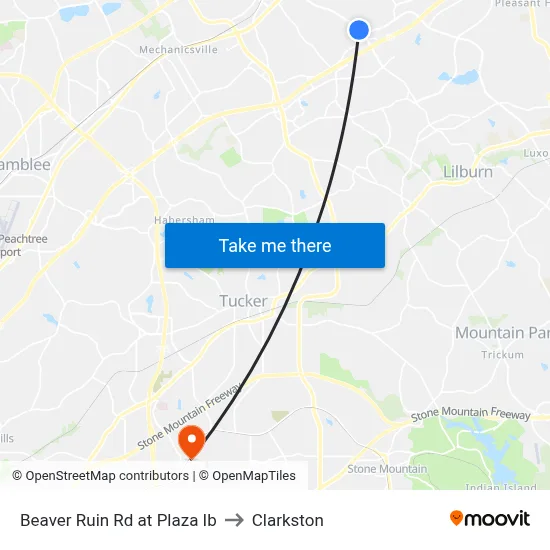 Beaver Ruin Rd at Plaza Ib to Clarkston map