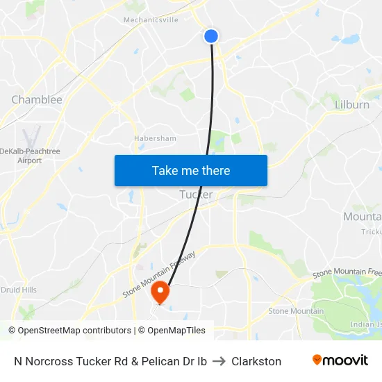 N Norcross Tucker Rd & Pelican Dr Ib to Clarkston map