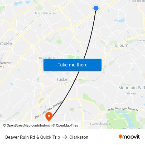 Beaver Ruin Rd & Quick Trip to Clarkston map