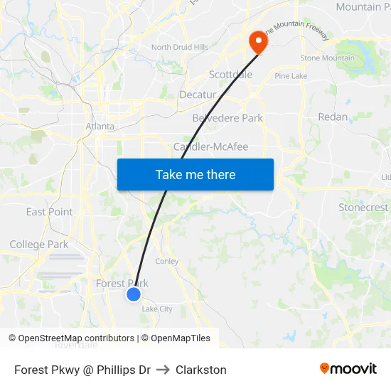 Forest Pkwy @ Phillips Dr to Clarkston map