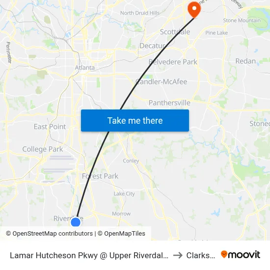 Lamar Hutcheson Pkwy @ Upper Riverdale Rd SW to Clarkston map