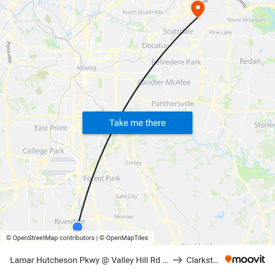 Lamar Hutcheson Pkwy @ Valley Hill Rd SW to Clarkston map