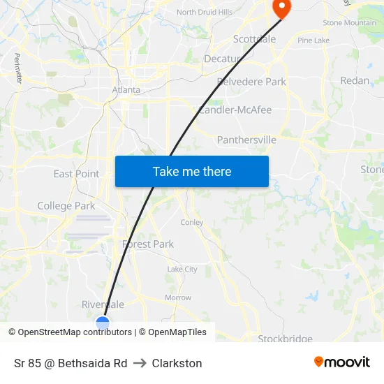 Sr 85 @ Bethsaida Rd to Clarkston map