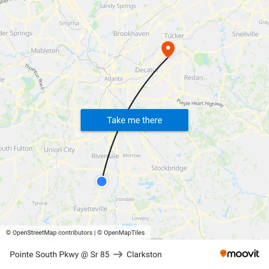 Pointe South Pkwy @ Sr 85 to Clarkston map