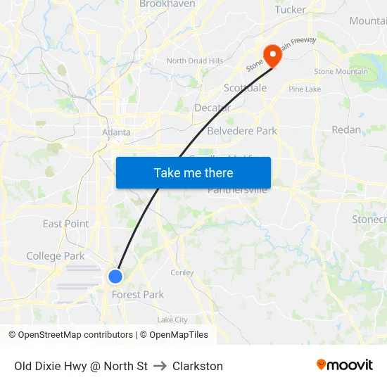 Old Dixie Hwy @ North St to Clarkston map