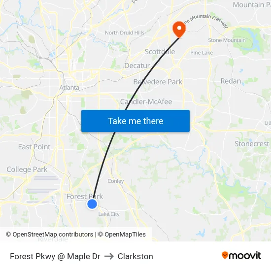 Forest Pkwy @ Maple Dr to Clarkston map