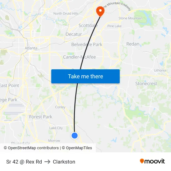 Sr 42 @ Rex Rd to Clarkston map