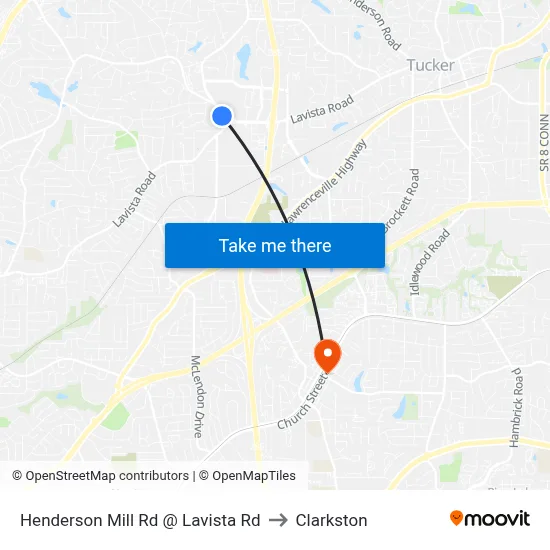 Henderson Mill Rd @ Lavista Rd to Clarkston map