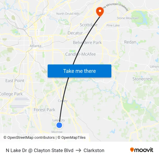N Lake Dr @ Clayton State Blvd to Clarkston map