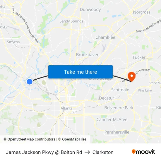 James Jackson Pkwy @ Bolton Rd to Clarkston map