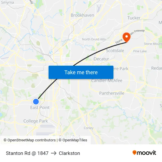 Stanton Rd @ 1847 to Clarkston map