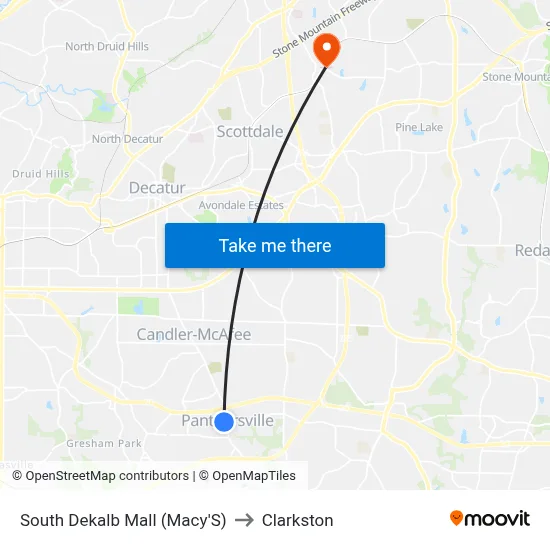 South Dekalb Mall (Macy'S) to Clarkston map