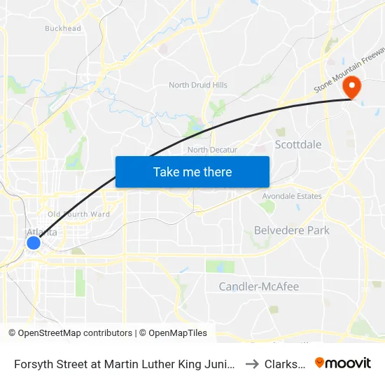 Forsyth Street at Martin Luther King Junior Drive to Clarkston map