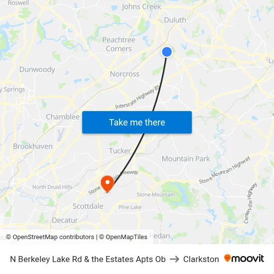 N Berkeley Lake Rd & the Estates Apts Ob to Clarkston map