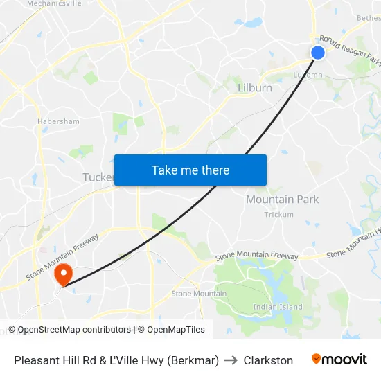 Pleasant Hill Rd & L'Ville Hwy (Berkmar) to Clarkston map