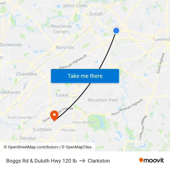 Boggs Rd & Duluth Hwy 120 Ib to Clarkston map