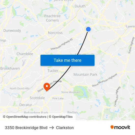 3350 Breckinridge Blvd to Clarkston map