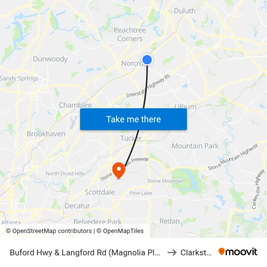 Buford Hwy & Langford Rd (Magnolia Plaza to Clarkston map