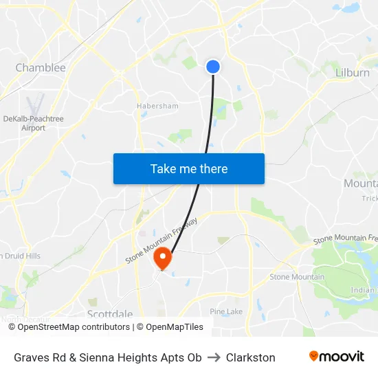 Graves Rd & Sienna Heights Apts Ob to Clarkston map