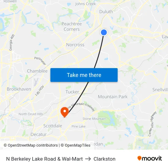 N Berkeley Lake Road & Wal-Mart to Clarkston map