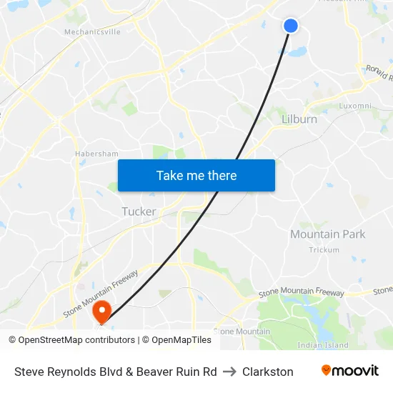 Steve Reynolds Blvd & Beaver Ruin Rd to Clarkston map