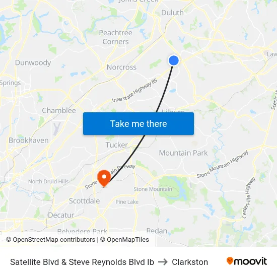 Satellite Blvd & Steve Reynolds Blvd Ib to Clarkston map