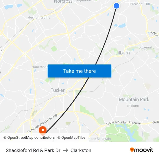 Shackleford Rd & Park Dr to Clarkston map