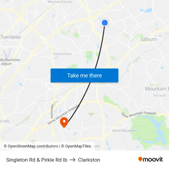 Singleton Rd & Pirkle Rd Ib to Clarkston map