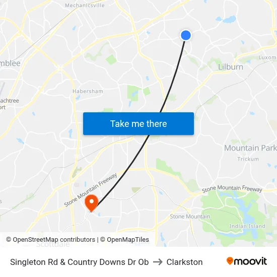 Singleton Rd & Country Downs Dr Ob to Clarkston map