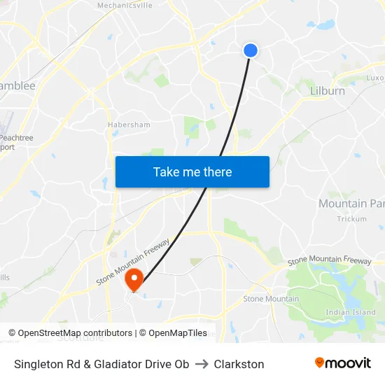 Singleton Rd & Gladiator Drive Ob to Clarkston map