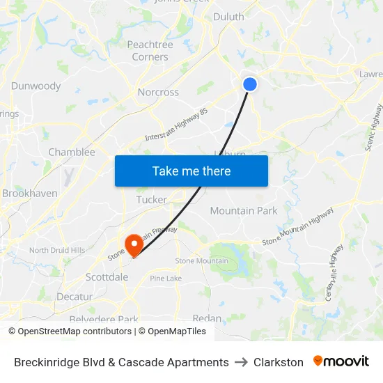 Breckinridge Blvd & Cascade Apartments to Clarkston map
