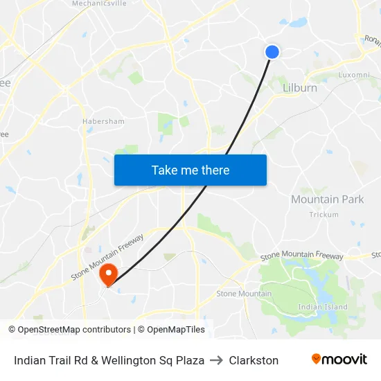 Indian Trail Rd & Wellington Sq Plaza to Clarkston map