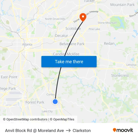 Anvil Block Rd @ Moreland Ave to Clarkston map