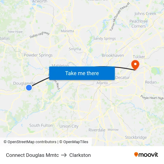 Connect Douglas Mmtc to Clarkston map