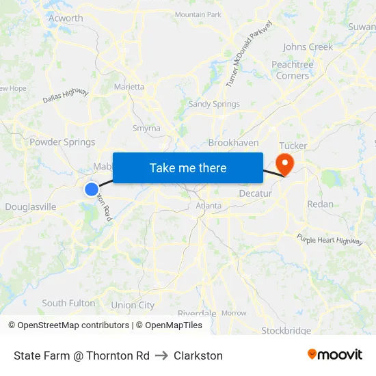 State Farm @ Thornton Rd to Clarkston map