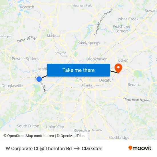 W Corporate Ct @ Thornton Rd to Clarkston map