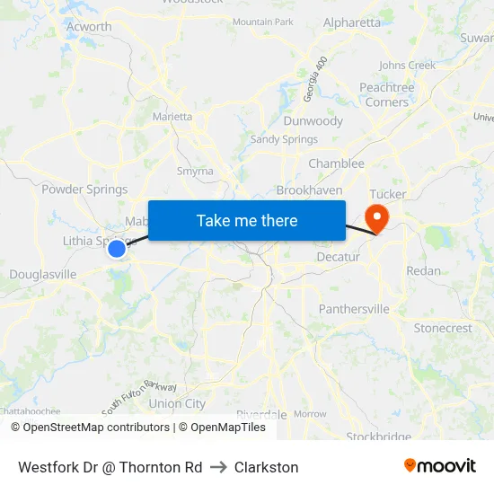 Westfork Dr @ Thornton Rd to Clarkston map