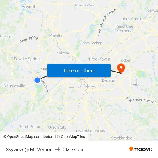 Skyview @ Mt Vernon to Clarkston map