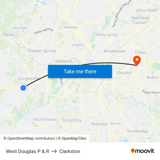 West Douglas P & R to Clarkston map