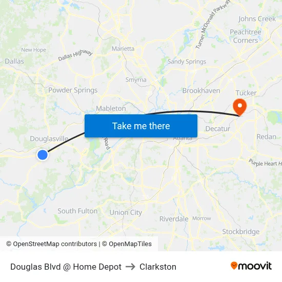 Douglas Blvd @ Home Depot to Clarkston map