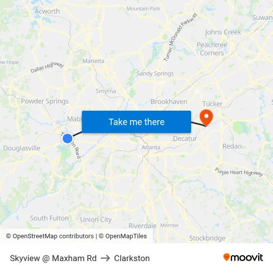 Skyview @ Maxham Rd to Clarkston map