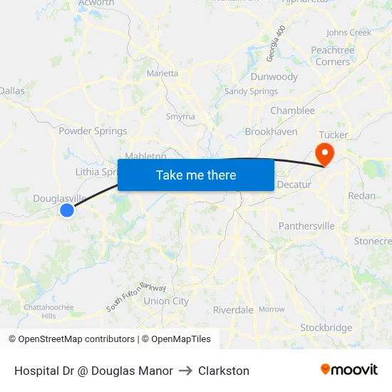 Hospital Dr @ Douglas Manor to Clarkston map
