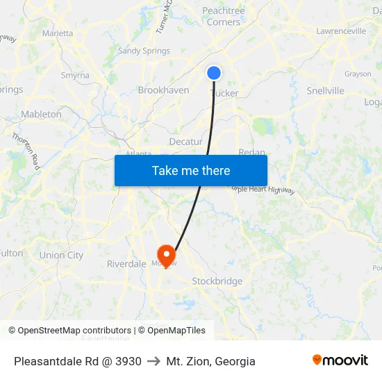 Pleasantdale Rd @ 3930 to Mt. Zion, Georgia map