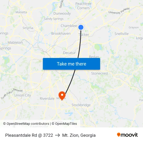 Pleasantdale Rd @ 3722 to Mt. Zion, Georgia map