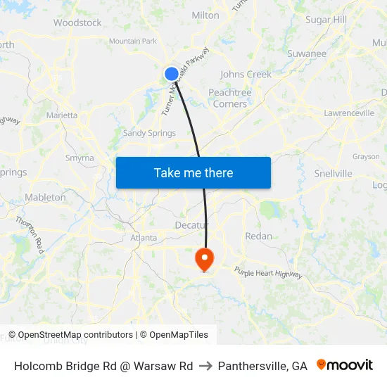 Holcomb Bridge Rd @ Warsaw Rd to Panthersville, GA map